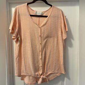 French Laundry Orange Pink Short Sleeve Button Down Shirt